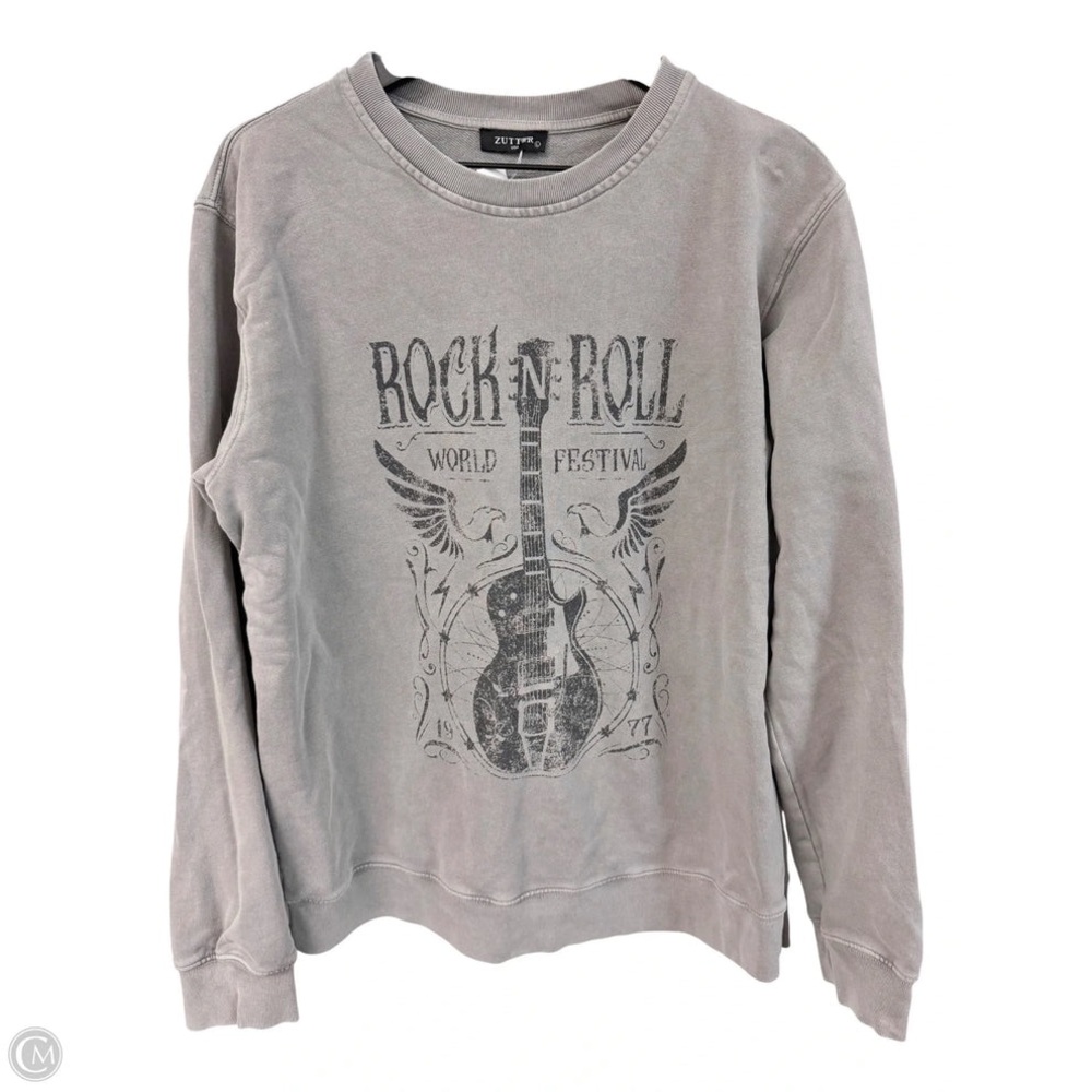 Zutter Washed Green Rock 'n' Roll Graphic Sweatshirt